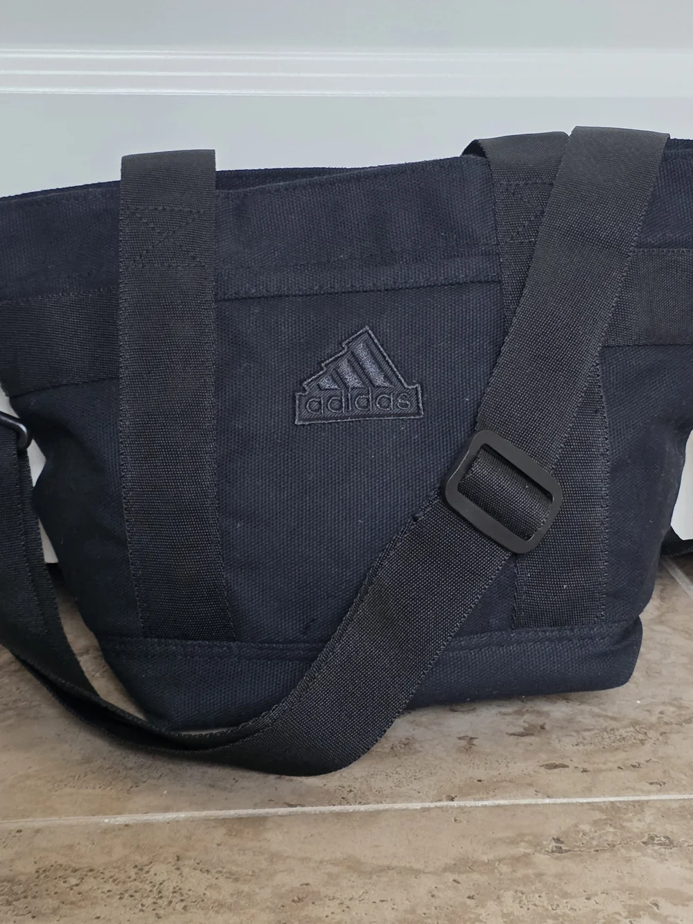 adidas Black Canvas Messenger Bag with Adjustable Strap Unisex